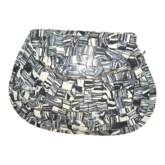 Ramla Handmade Moroccan Mosaic Stone TileCrossbody Purse Black & White - Picture 1 of 8